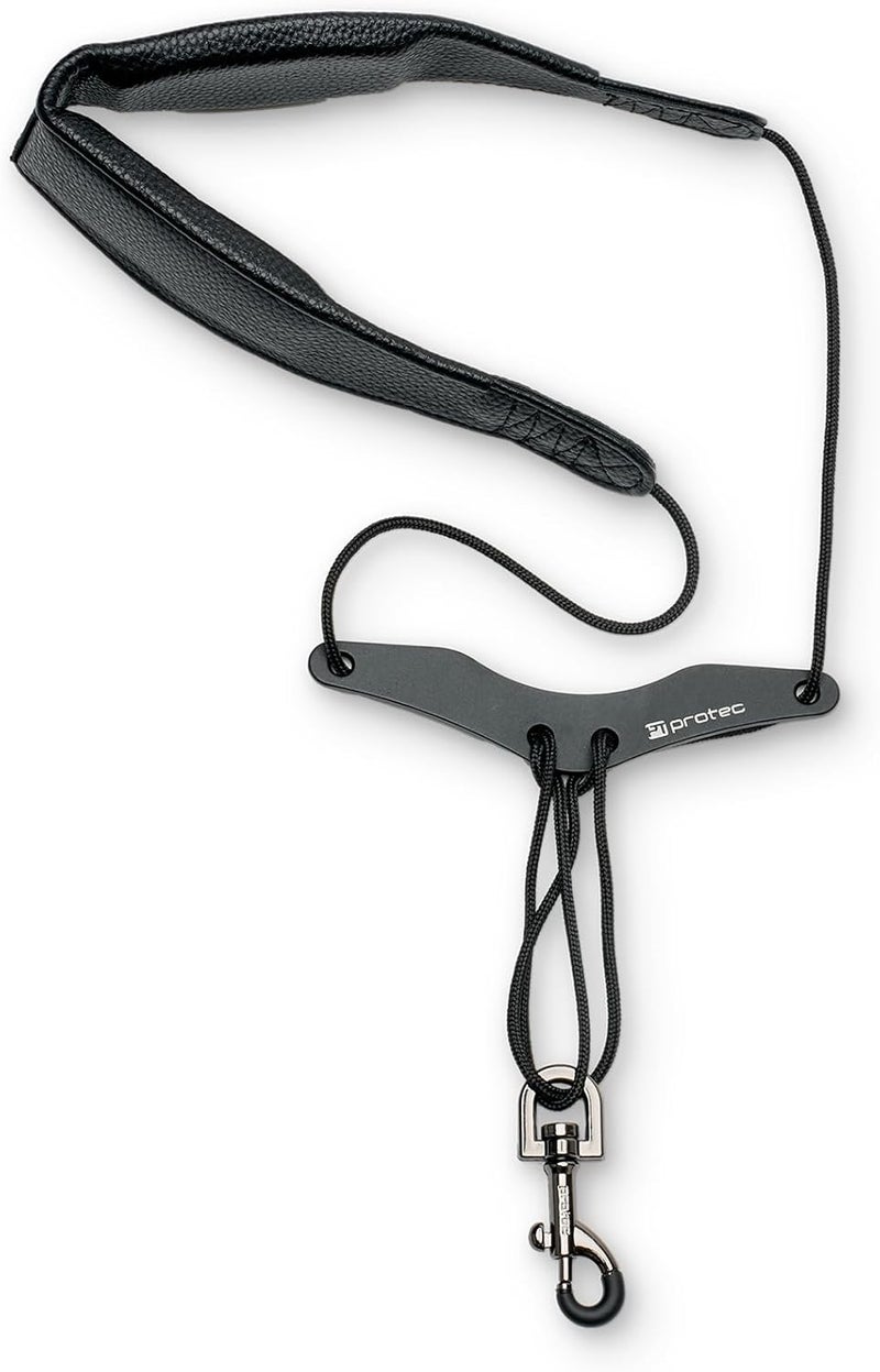 Pro-Tec Neck Strap for Saxophone 22" Less Stress Leatherette with Adjustable Comfort Bar and Metal Swivel Snap, Black, Model VC310M - Image 1
